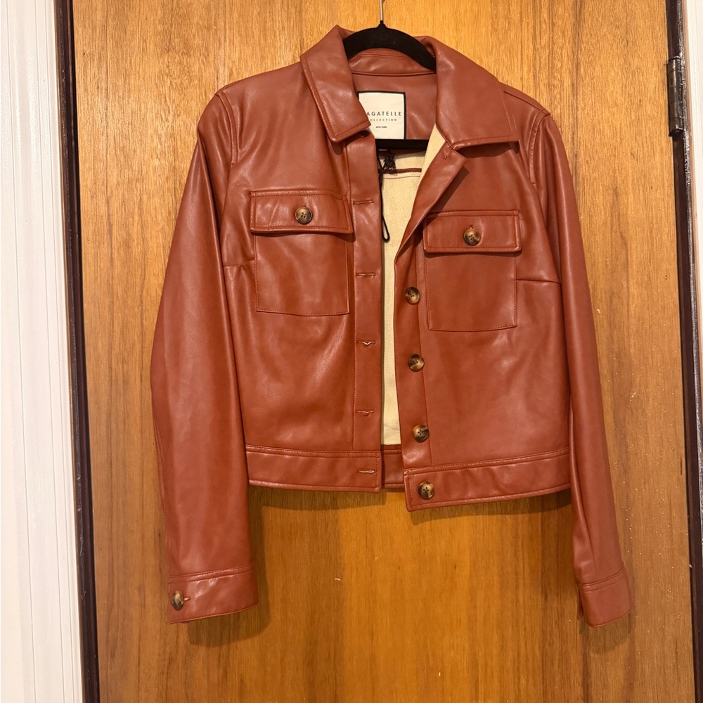 Bagatelle Rust brown Leather Jacket size small - Picture 2 of 4